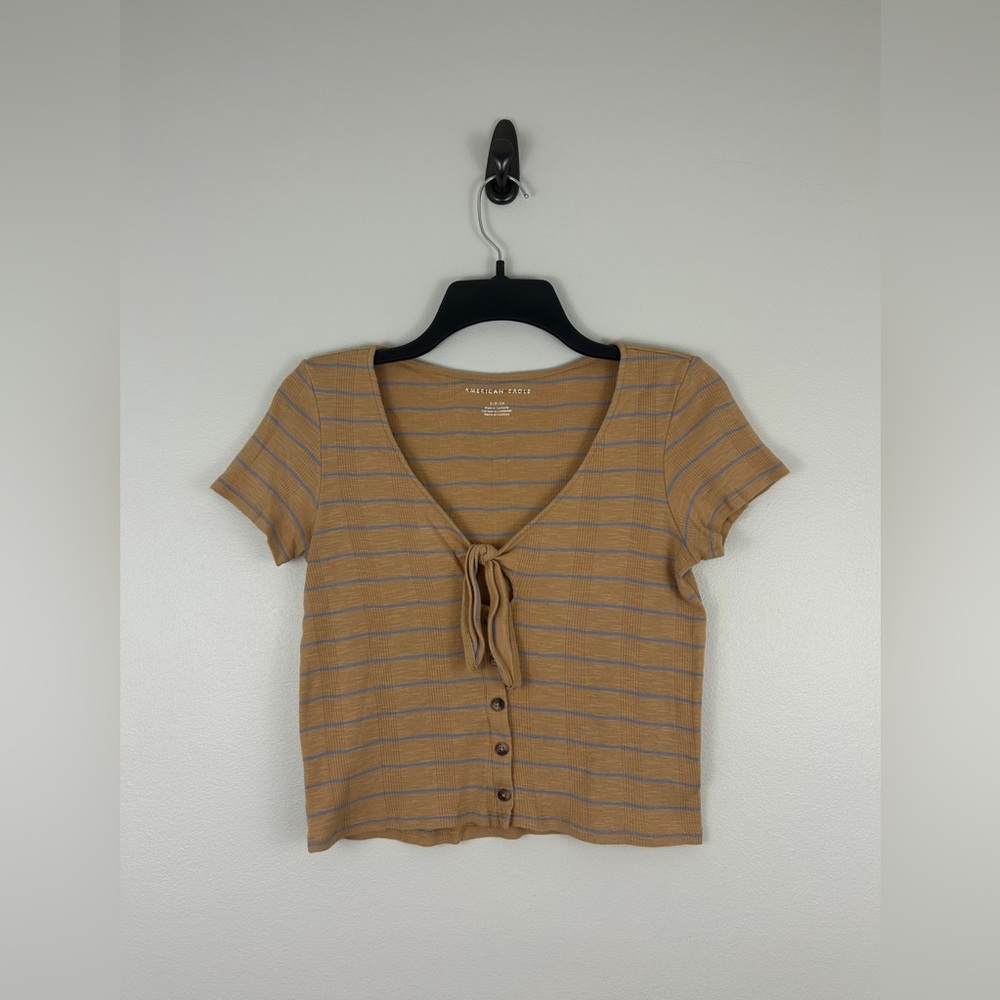 American Eagle Tie Front Striped Crop Top